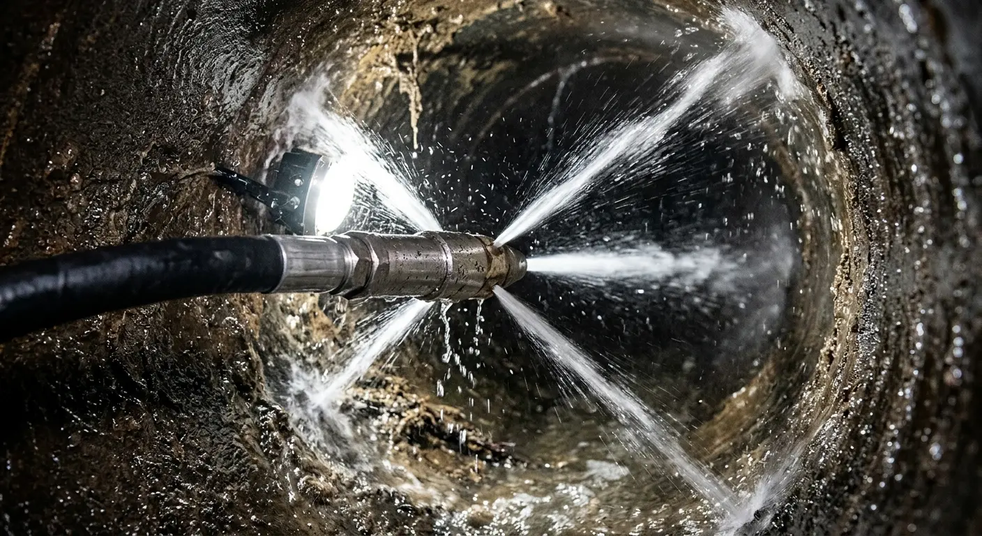High-pressure hydro jetting nozzle cleaning sewer pipe for Storm Drain Cleaning in Waggaman
